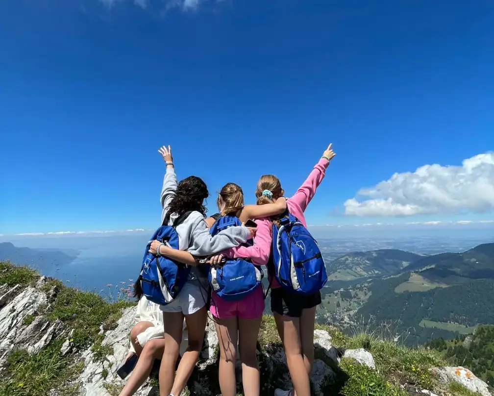 three girls on mountain
